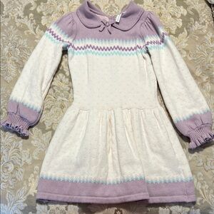 Janie and Jack Lavender and Cream sweater girls Dress size 7